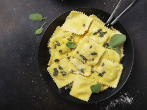 recipe for vegetable ravioli with herb butter sauce