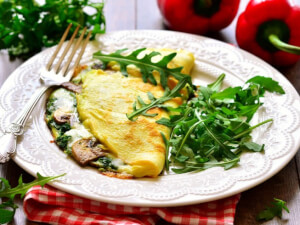 recipe for healthy spinach and mushroom omelet