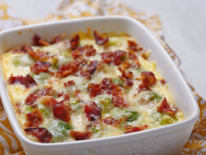 recipe for roasted brussels sprouts with bacon and cheese