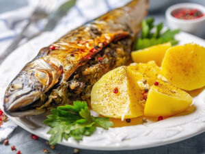 recipe for baked mackerel with mushroom stuffing