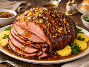recipe for baked ham with ginger-pineapple glaze