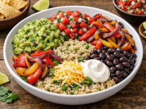 recipe for copycat chipotle veggie rice bowl