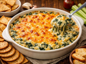 recipe for hot and cheesy spinach artichoke dip