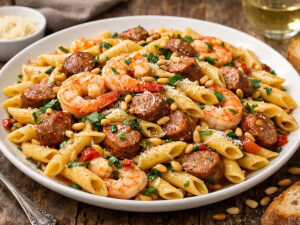 recipe for spicy italian sausage with shrimp and pasta
