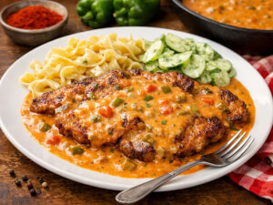 recipe for pan-fried pork steaks with hungarian gravy