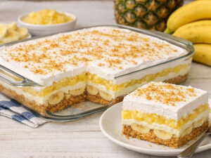recipe for layered banana pineapple dessert