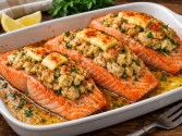 view the recipe for Salmon Fillets Stuffed With Crabmeat