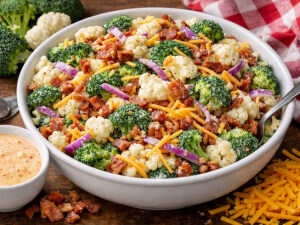 recipe for bacon broccoli cauliflower salad