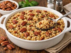 recipe for baked bulgur with pecans