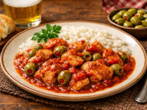 recipe for spanish beer and olive chicken