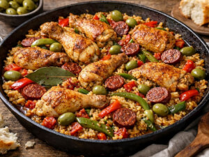 recipe for spanish style chicken and sausage with rice