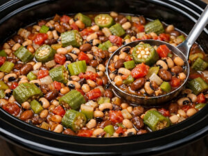 recipe for slow cooker okra and black eyed peas