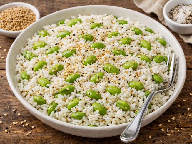 recipe for edamame with sesame jasmine rice