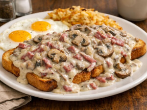 recipe for sos (creamed chipped beef and mushrooms on toast)
