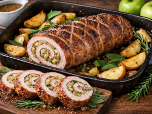 recipe for apple-sage stuffed pork loin roast