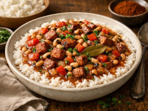 recipe for andouille and black-eyed pea chili