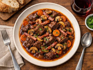 recipe for deluxe burgundy beef and smoked pork stew
