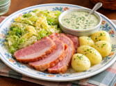 Traditional Irish Bacon and Cabbage with Parsley Sauce