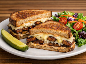 recipe for beans & barley's tempeh reuben sandwich
