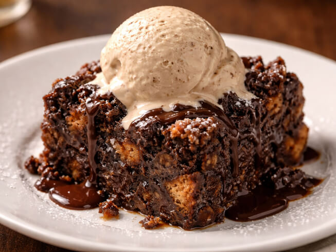 photo of Chocolate-Irish Bread Pudding With Guinness Stout Ice Cream
