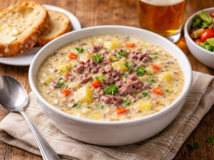 recipe for cream of corned beef, cabbage and potato soup