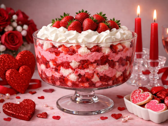 photo of Pink Valentine's Angel Food Cake