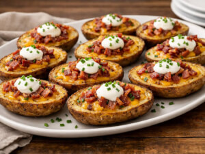 recipe for potato skins with cheese and bacon