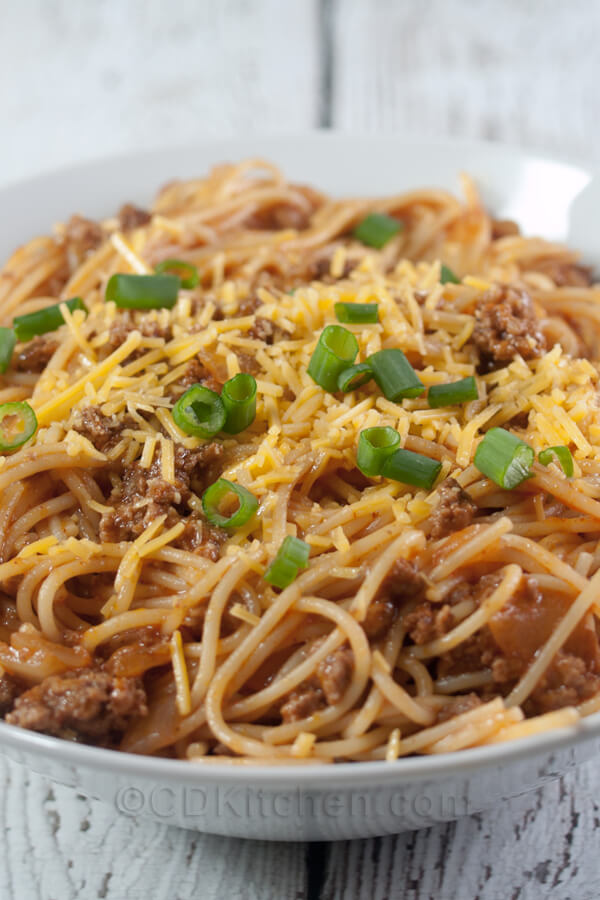 Crock Pot Chili Spaghetti Recipe | CDKitchen.com