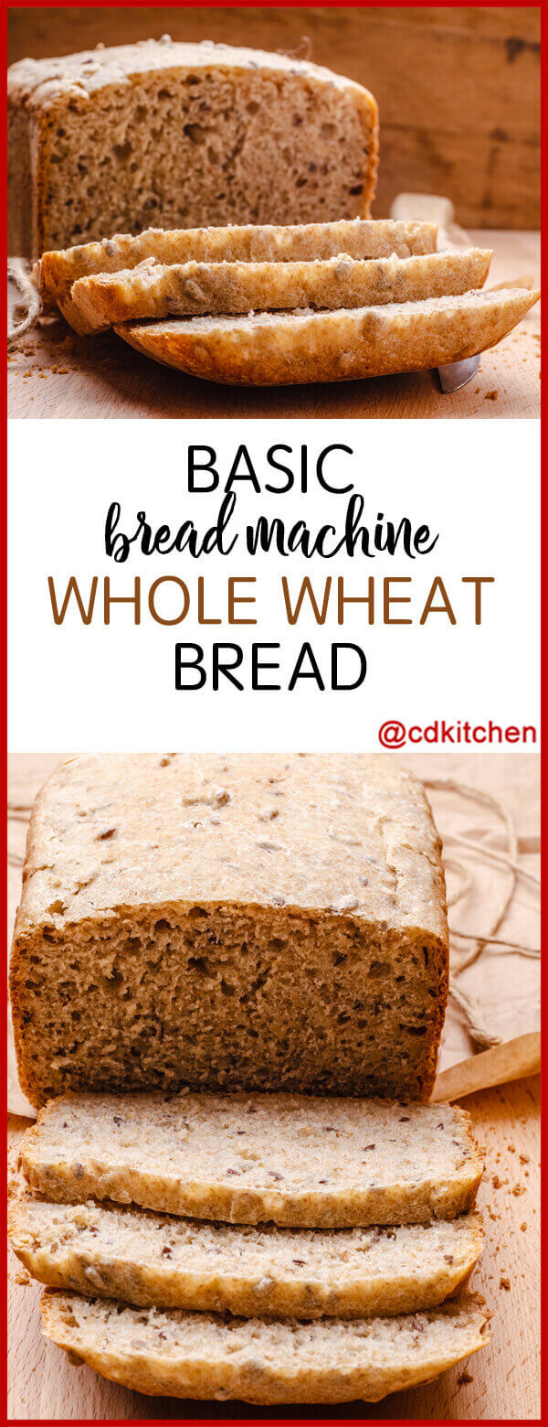 Basic Bread Machine Whole Wheat Bread Recipe | CDKitchen.com