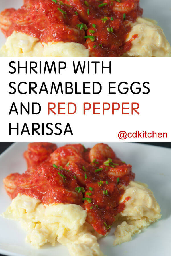 Shrimp With Scrambled Eggs and Red Pepper Harissa Recipe