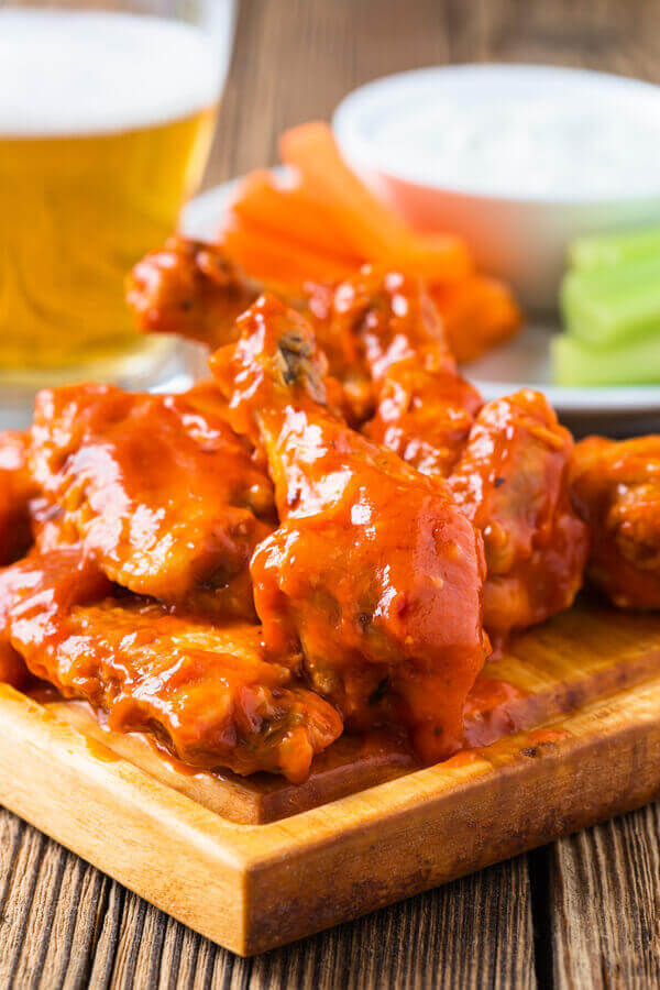 Baked Buffalo Wings With Creamy Blue Cheese Sauce Recipe | CDKitchen