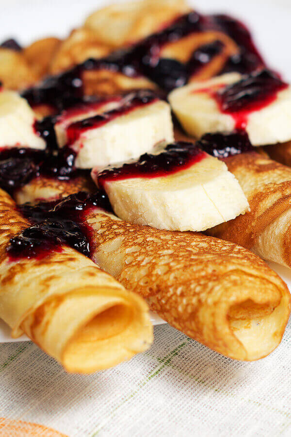 Banana Crepes With Raspberry Melba Sauce Recipe