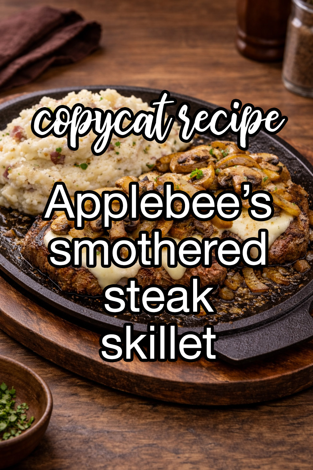 Applebee's Smothered Steak Skillet (Steak and Mashed Potatoes) Recipe