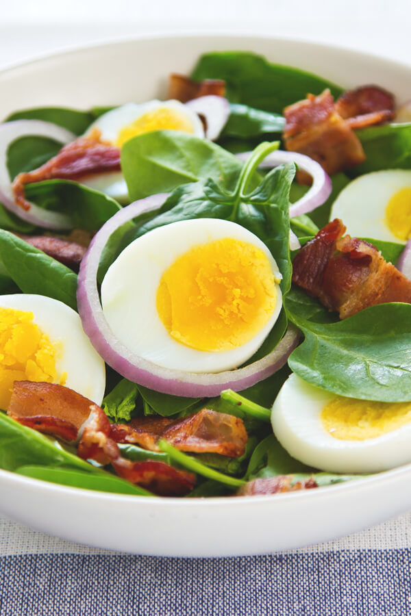 Wilted Spinach Salad With Warm Bacon Dressing Recipe | CDKitchen.com