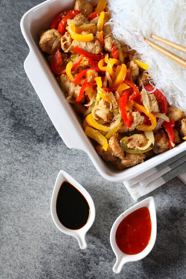 Chicken With Tri-Colored Peppers Recipe