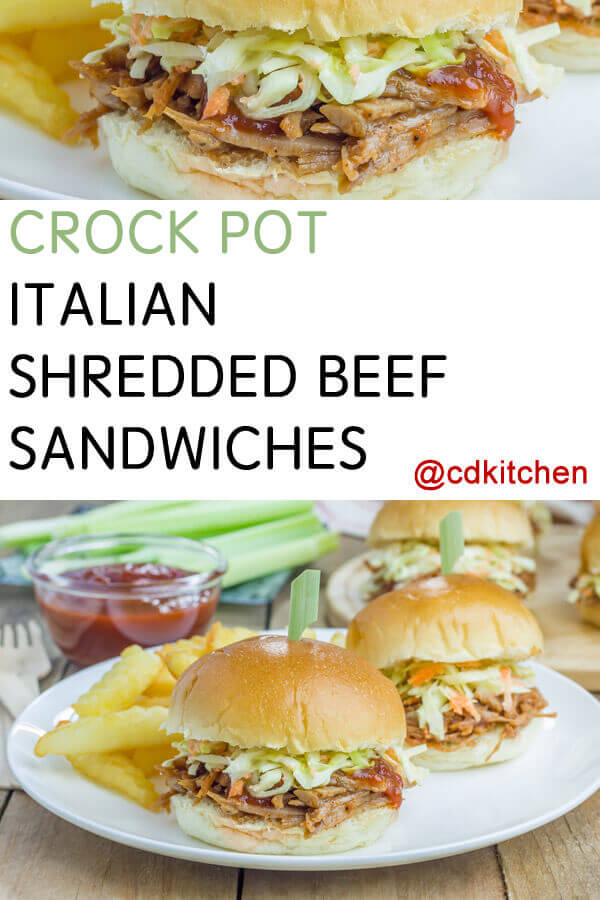 Crock Pot Italian Shredded Beef Sandwiches Recipe | CDKitchen