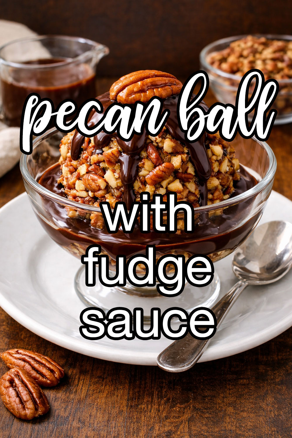 Pecan Ball With Fudge Sauce Recipe