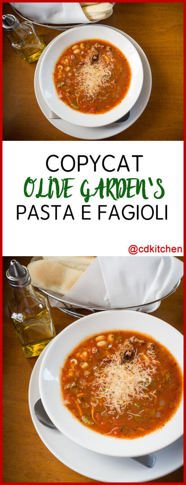 Copycat Olive Garden Pasta E Fagioli Recipe | CDKitchen.com