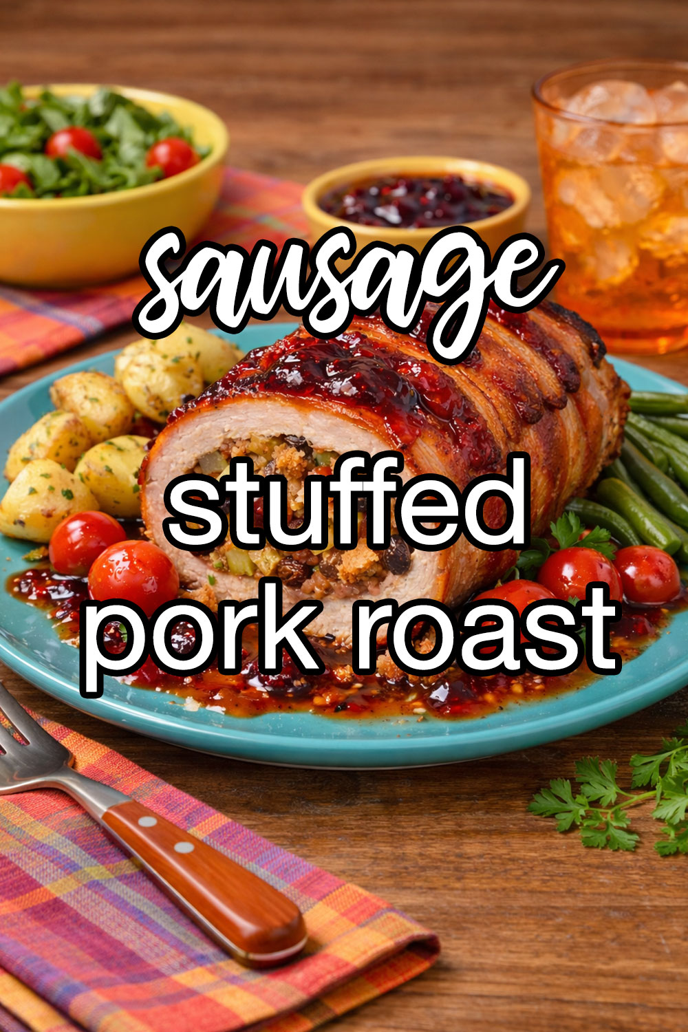 Sausage Stuffed Pork Roast With Fruit Glaze Recipe