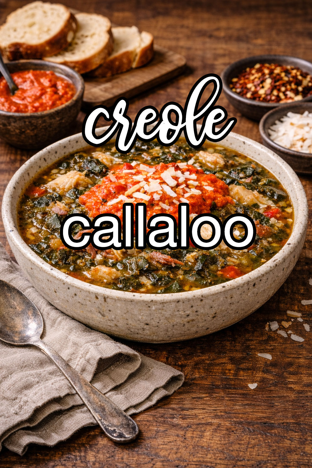 Creole Callaloo With Roasted Red Pepper Rouille Recipe