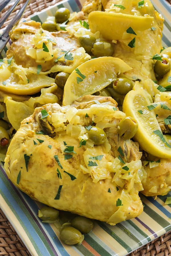 Moroccan Braised Chicken Breast with Meyer Lemons and Green Olives Recipe