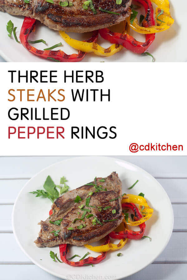 Herb Steaks With Grilled Peppers Recipe