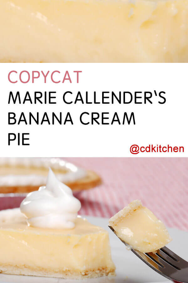 Marie Callender's Banana Cream Pie Recipe