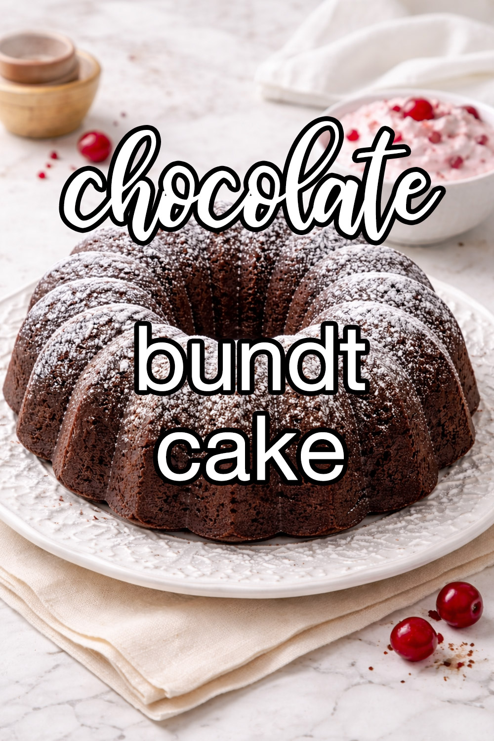 Chocolate Bundt Cake With Cherry Whipped Cream Recipe
