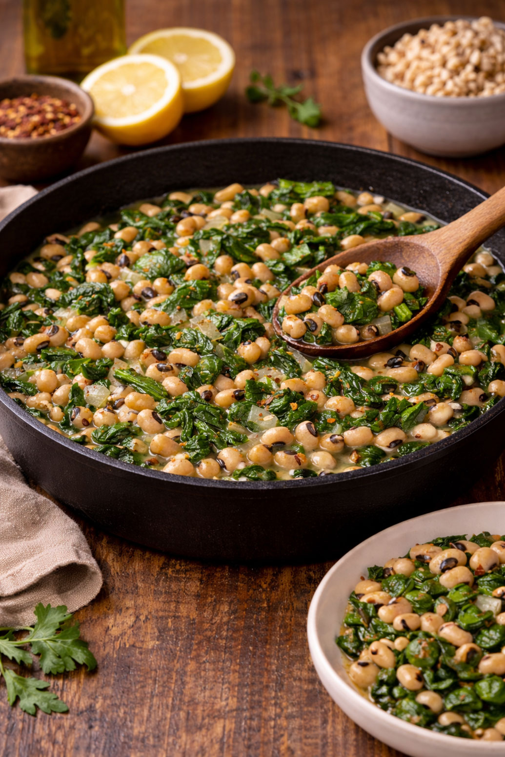 Black Eyed Peas with Spinach Recipe