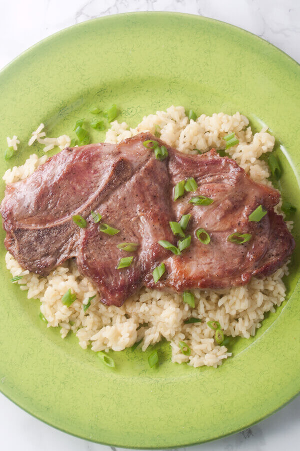 Baked Pork Steaks and Rice Recipe
