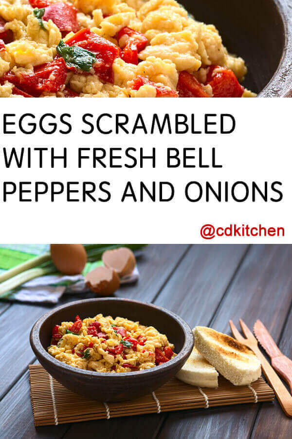 Eggs Scrambled With Fresh Bell Peppers And Onions Recipe
