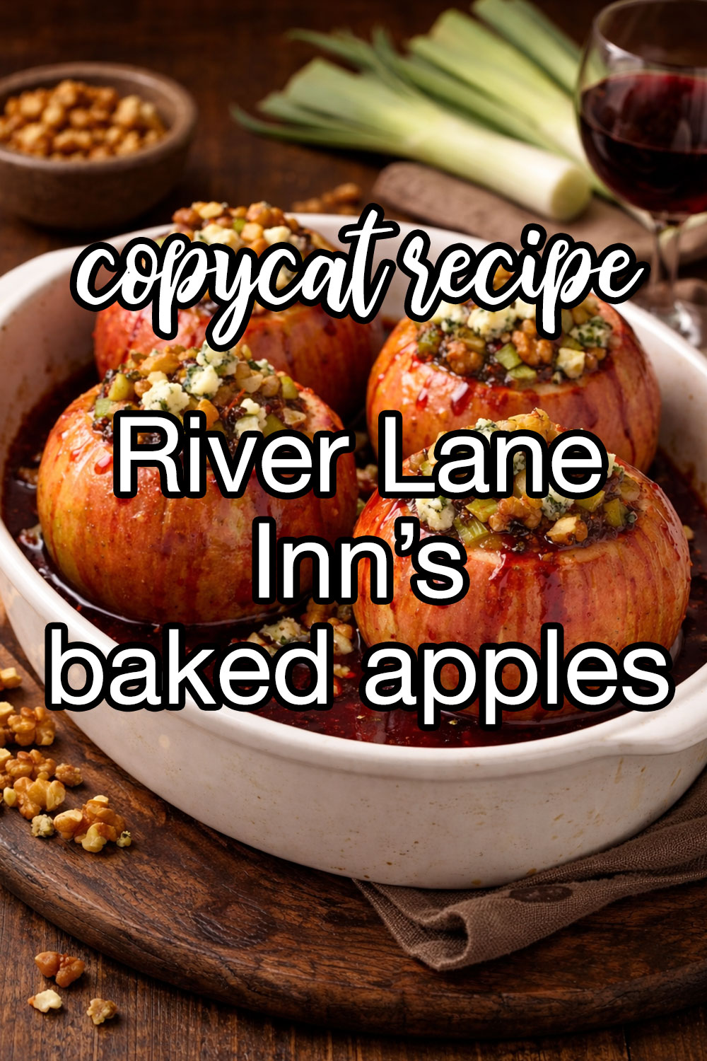 River Lane Inn's Baked Apples in Blue Cheese with Walnuts and Leeks Recipe