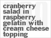 recipe for cranberry salad in raspberry gelatin with cream cheese topping