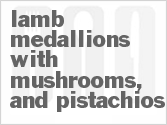 recipe for lamb medallions with maitake mushrooms, braised pistachios and blackberry gastrique
